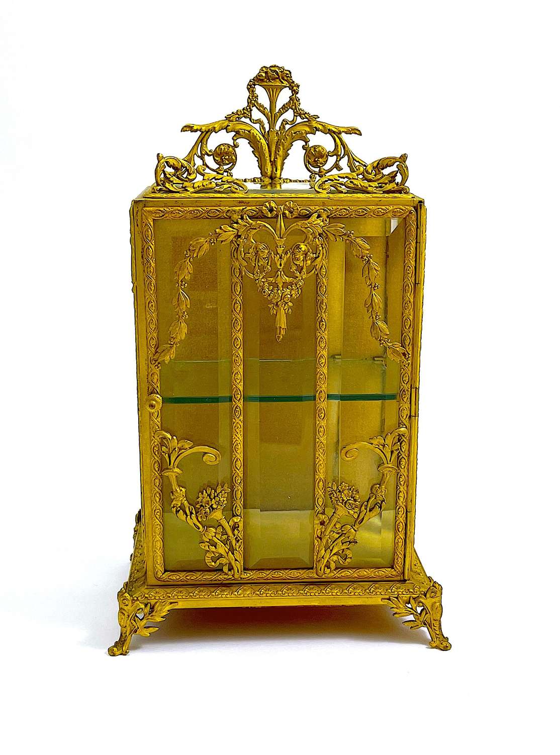 Super High Quality Antique French Vitrine Box with a Fine Dore Bronze