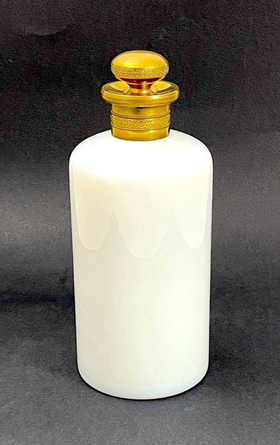 Very Tall Antique French White Opaline 'Bulle de Savon' Glass Perfume