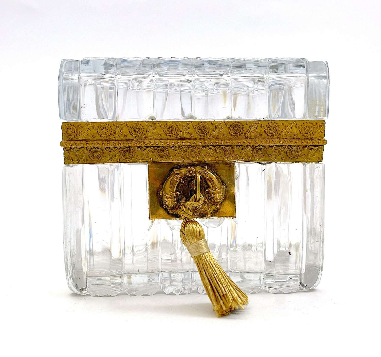 Fine Antique Baccarat Cut Crystal Casket Box with Dore Bronze Mounts