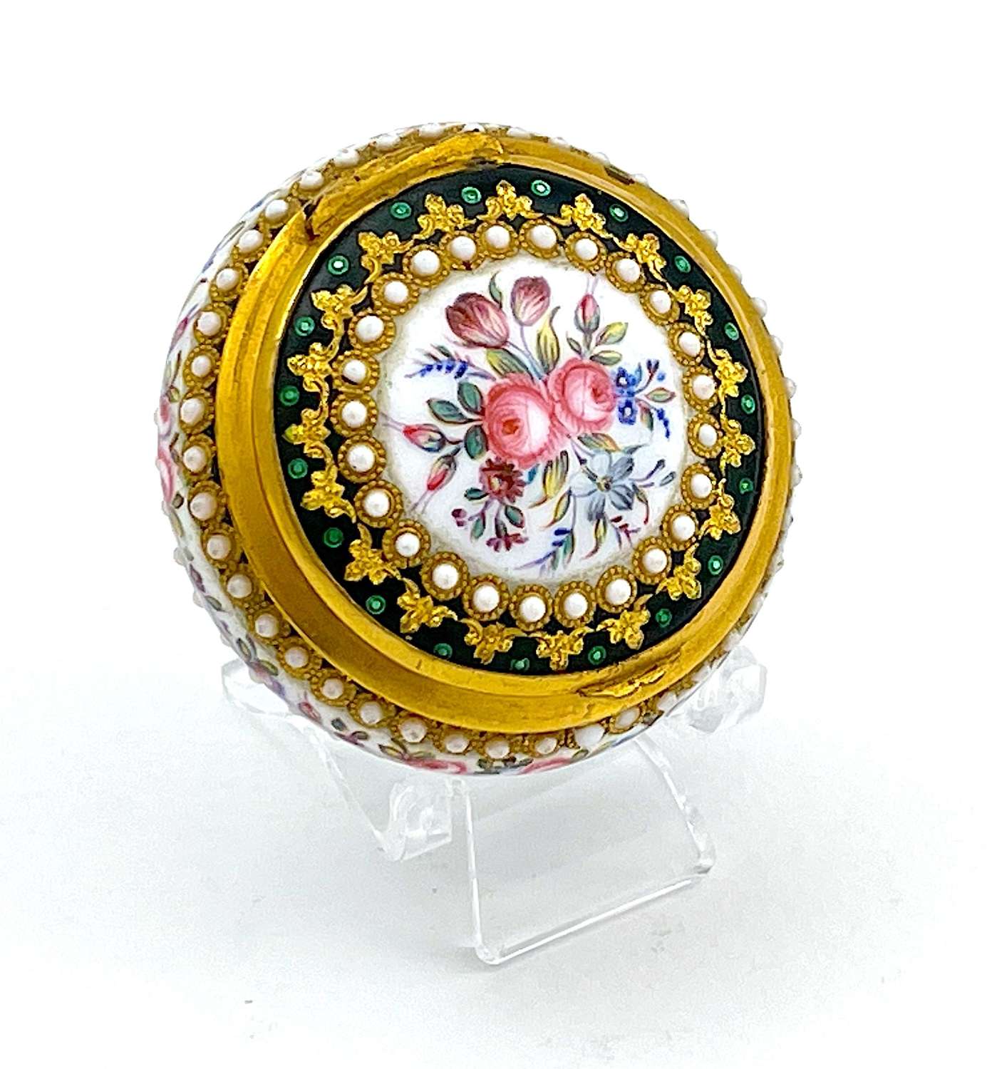 Antique French Enamel Pill Box Decorated Probably by Tahan.