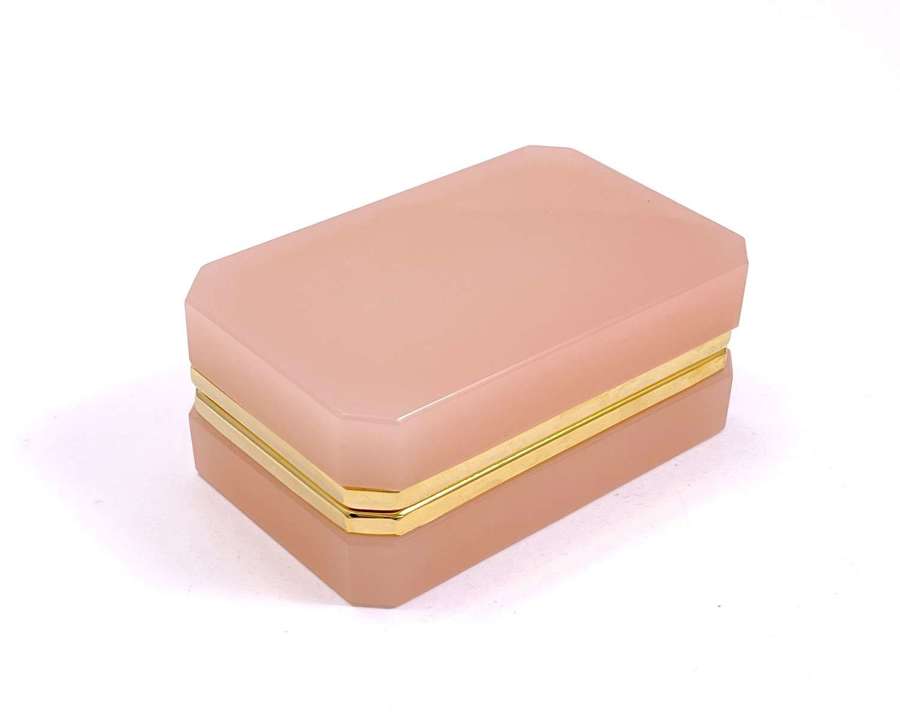 Antique Pale Pink&nbsp;Opaline Glass Casket Box