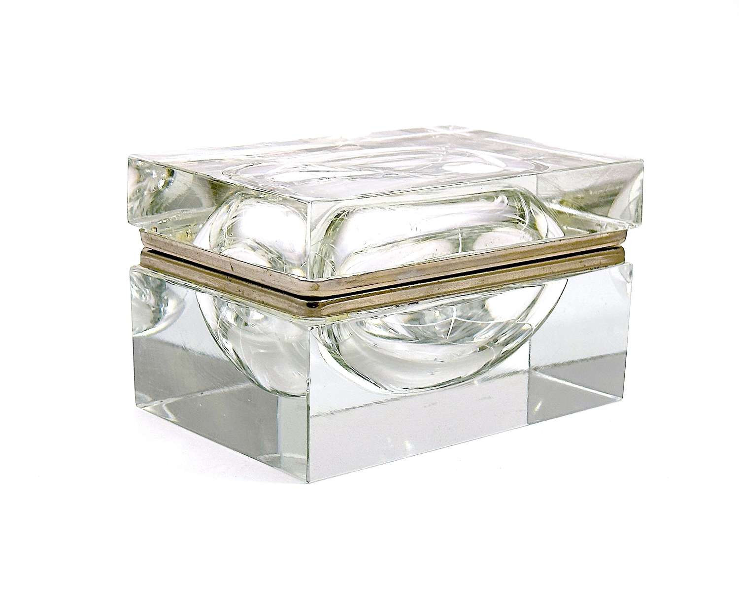 Vintage Murano Mandruzzato Murano Sommerso Cut Crystal Glass Casket