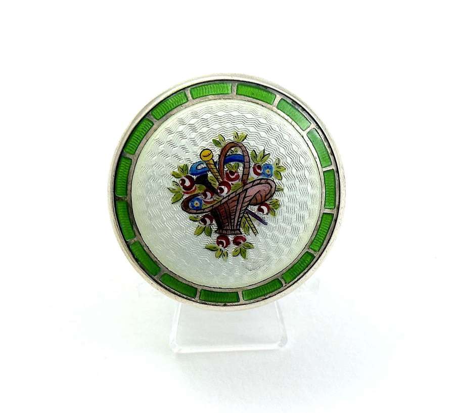 Antique Silver and Enamel Levi & Salaman Small Pill Box and Cover.