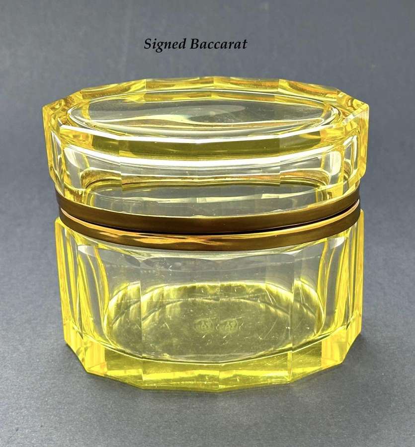 Rare Antique Signed BACCARAT Uranium Cut Crystal Casket
