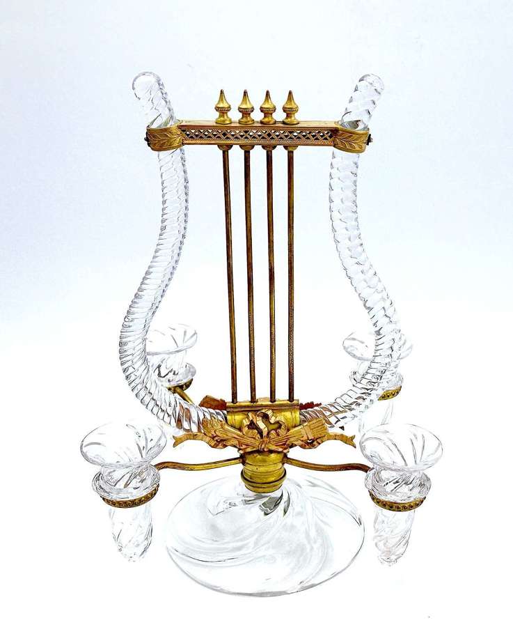 Stunning OSLER Crysta Epergne Posy Holder in The Shape of a Music Lyre