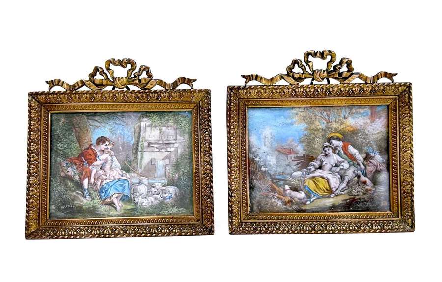 A Pair of Fine Antique French Signed Miniatures