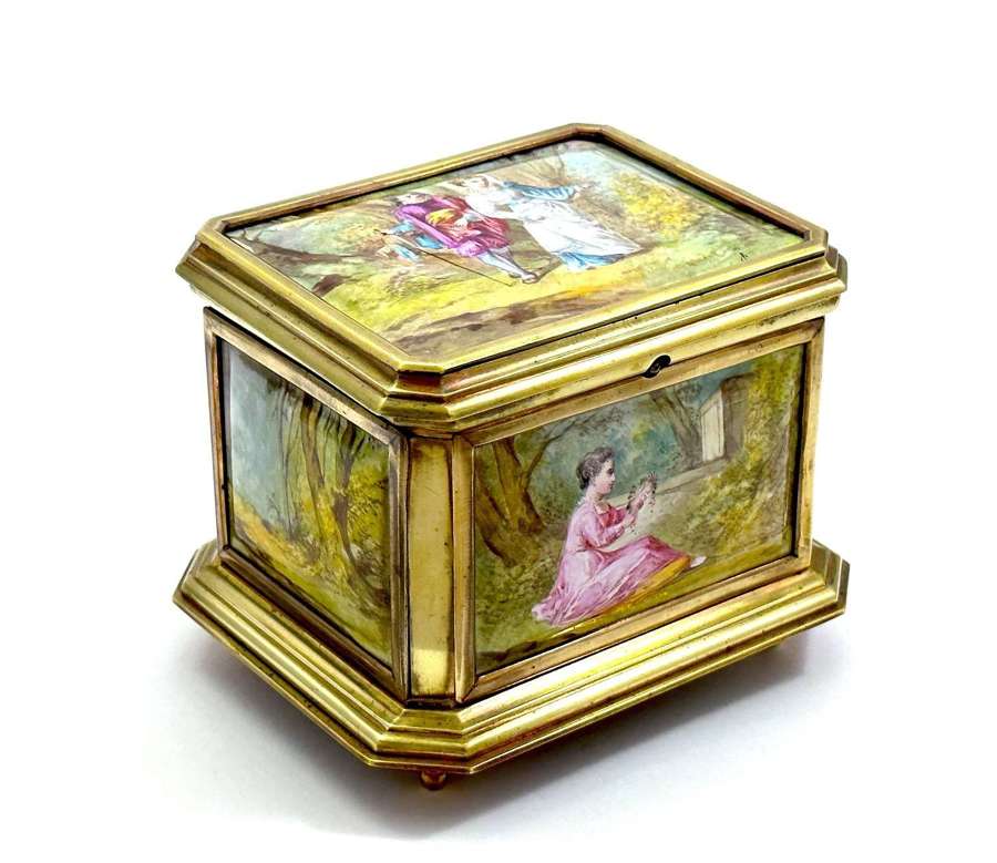 Finest French Antique Signed L. Coblentz Enamel Jewellery Box