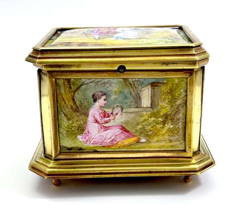 Finest French Antique Signed L. Coblentz Enamel Jewellery Box