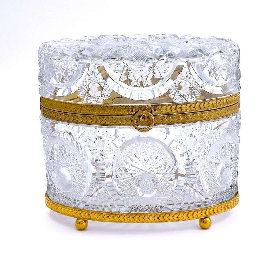 Fabulous Huge, Extra Large Antique French Cut Crystal Glass Casket.