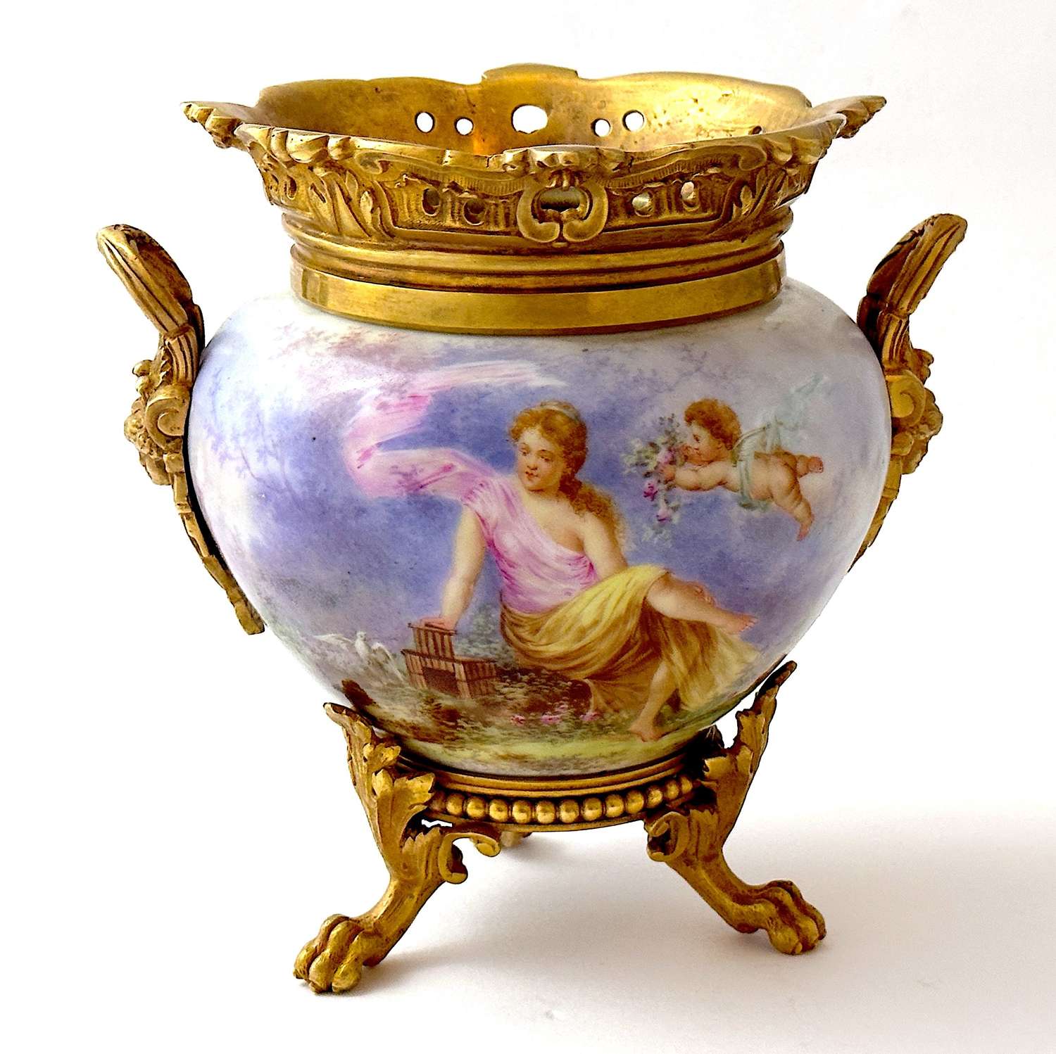 Antique French Porcelain Centrepiece with Fine Dore Bronze Mounts.
