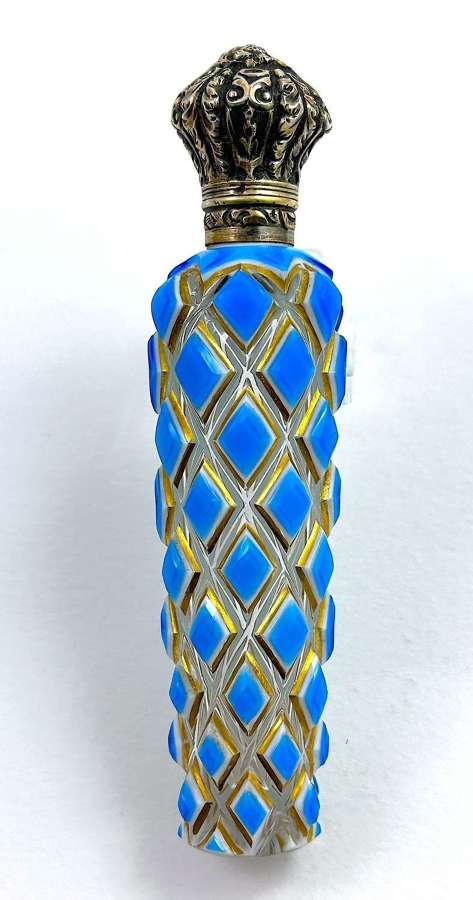 Exquisite Antique French Triple Overlay Perfume Bottle