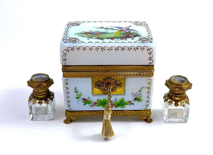 Antique Baccarat Opaline Glass Perfume Casket by J.F Robert.