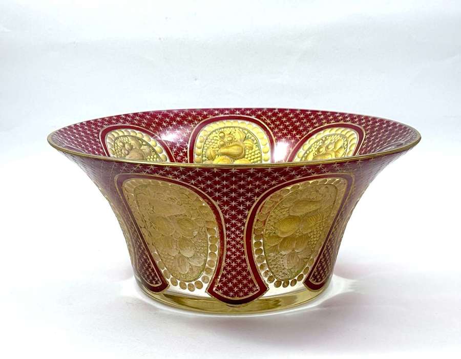 A Superb Large Antique High Quality MOSER Red and Gold Bowl.