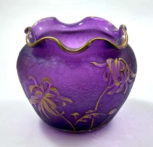 A Pretty Legras Mont Joye Bowl with Beautiful Enamelled Flowers