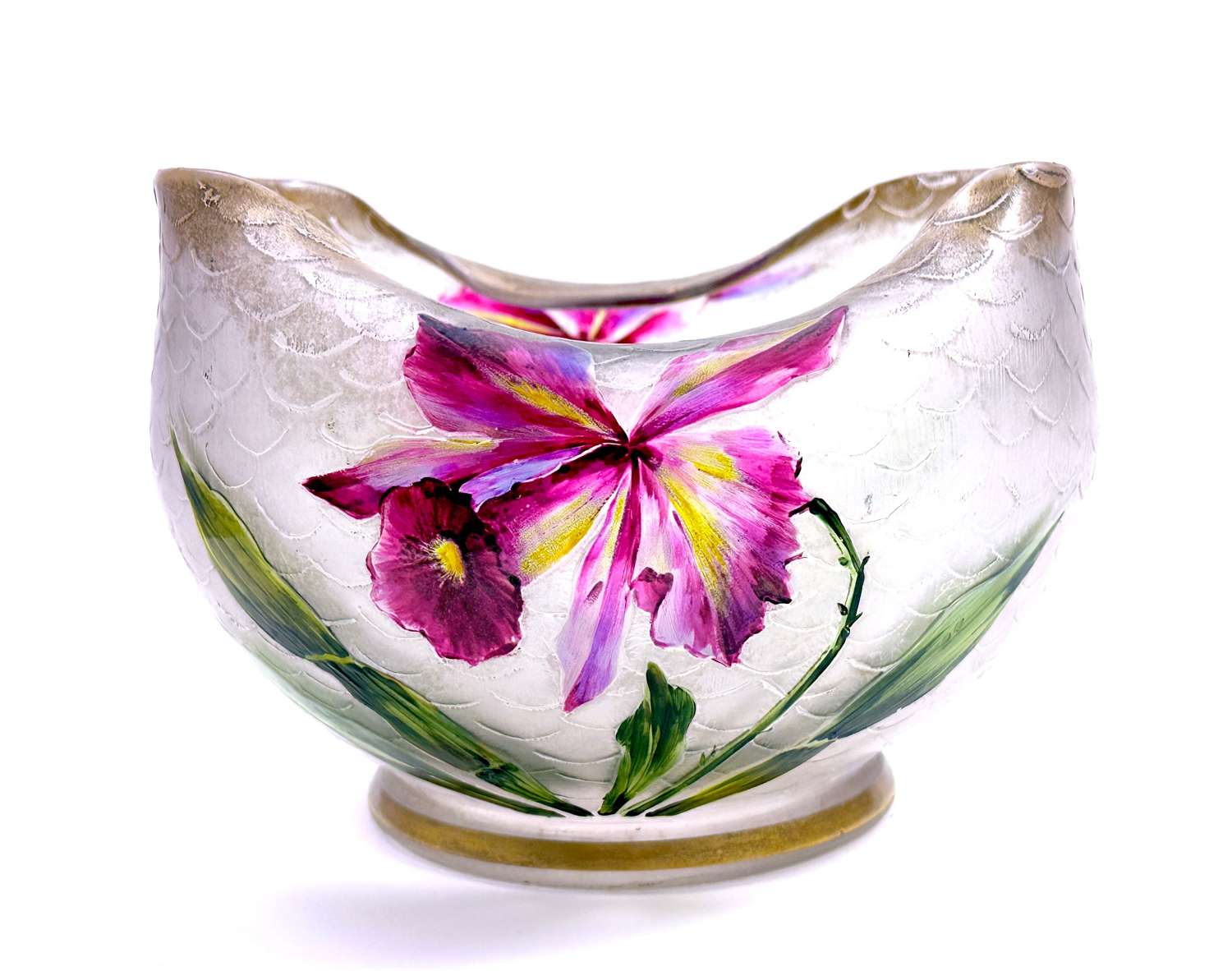 An Antique Legras  Bowl with Beautiful Enamelled Flowers