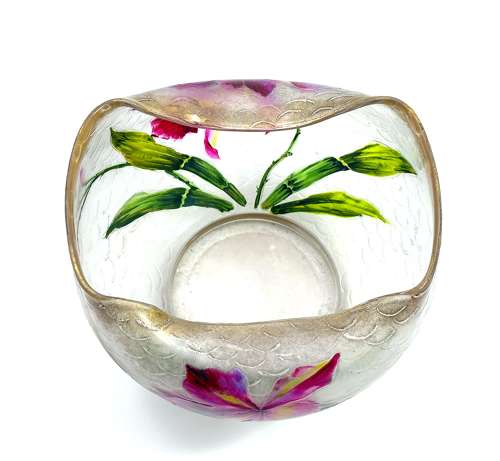 An Antique Legras  Bowl with Beautiful Enamelled Flowers