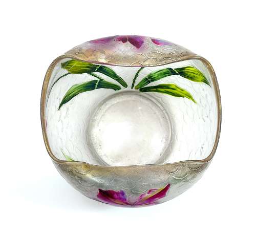 An Antique Legras  Bowl with Beautiful Enamelled Flowers