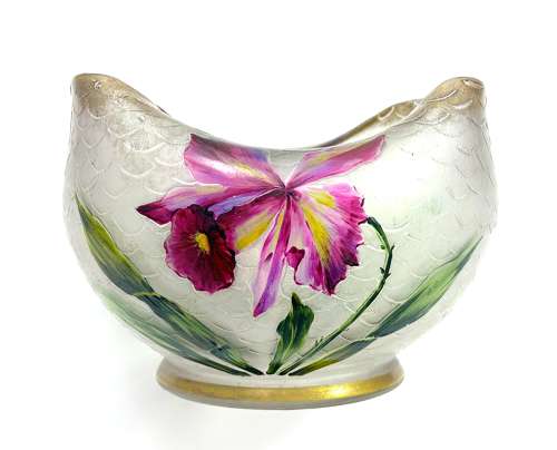An Antique Legras  Bowl with Beautiful Enamelled Flowers