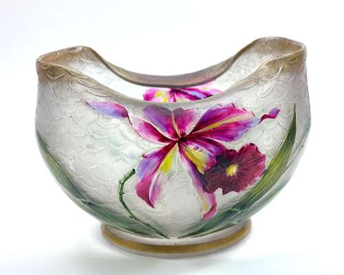 An Antique Legras  Bowl with Beautiful Enamelled Flowers
