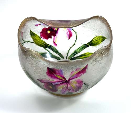 An Antique Legras  Bowl with Beautiful Enamelled Flowers