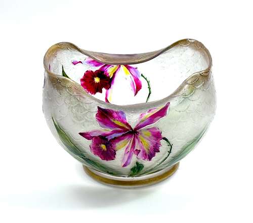An Antique Legras  Bowl with Beautiful Enamelled Flowers