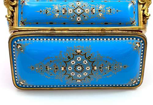 A Superb Large Palais Royal Antique Blue 'Bombe' Jewel Casket by Tahan