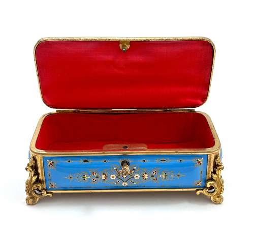 A Superb Large Palais Royal Antique Blue 'Bombe' Jewel Casket by Tahan