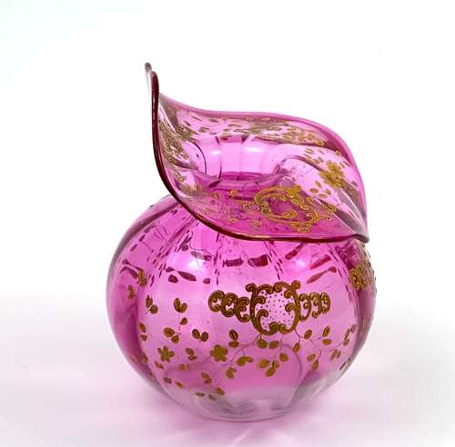 A Pretty Antique Cranberry Pink Bowl with Undulating Rim