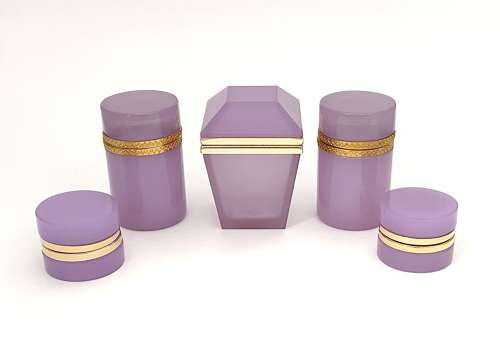 A Pair of Antique Miniature Alexandrite Opaline Glass Caskets