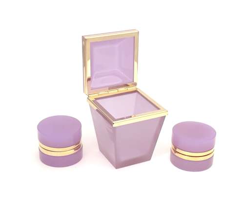 A Pair of Antique Miniature Alexandrite Opaline Glass Caskets