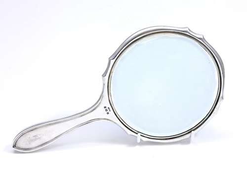 Antique Hukin and Heath Silver and Guilloche Enamel Hand Mirror.
