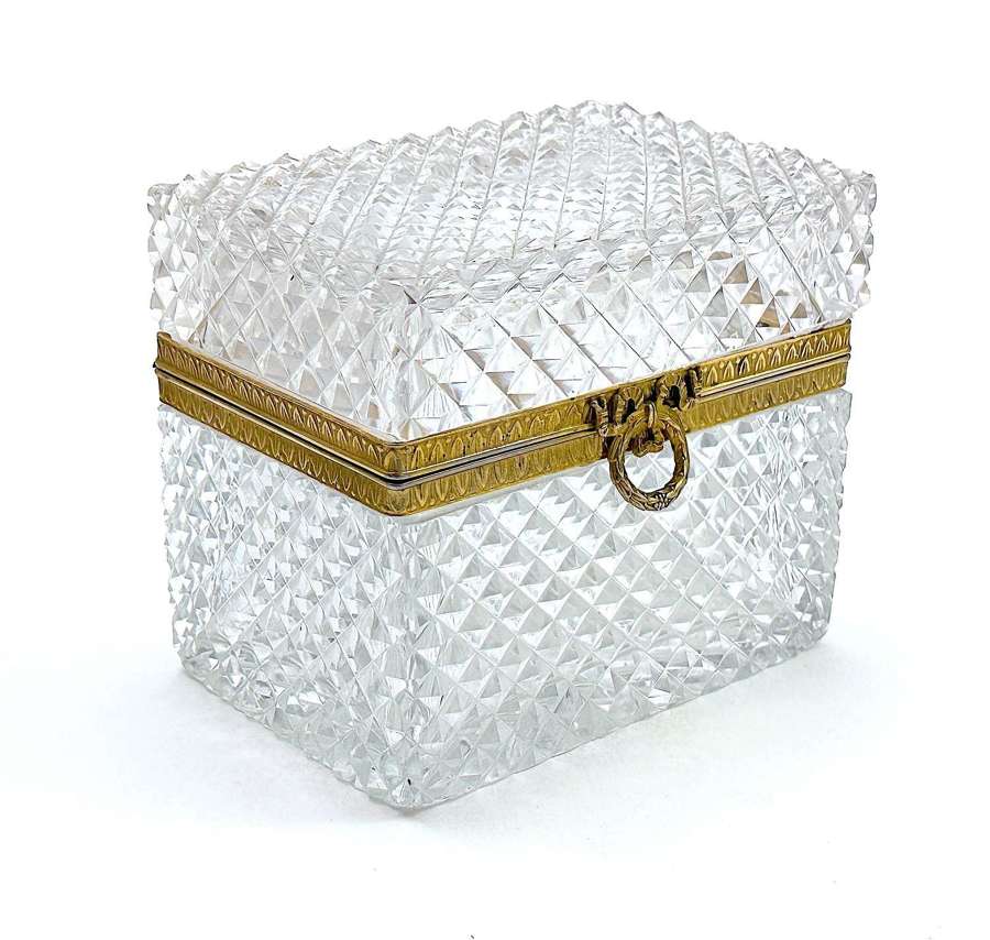A Larger the Usual Antique Baccarat Cut Crystal Glass Casket Box