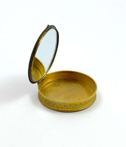 Fine Antique Guilloche Enamel and Silver Plique a Jour Compact Box .