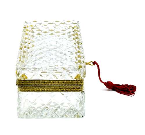 Long Antique Baccarat Crystal Jewellery Casket Box