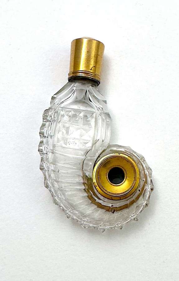 Antique Cut Crystal Glass Cornucopia Monocular Perfume Bottle Spyglass