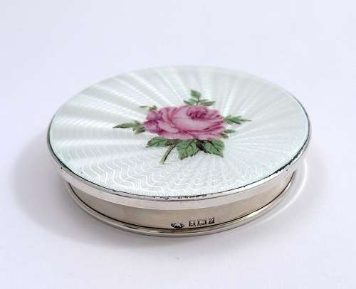 Antique Enamel and Silver Dressing Table Box & Cover