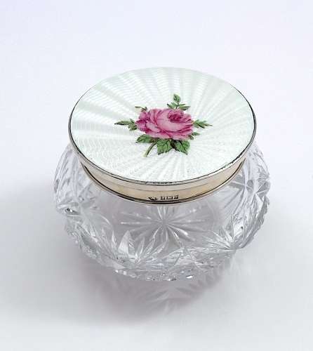 Antique Enamel and Silver Dressing Table Box & Cover