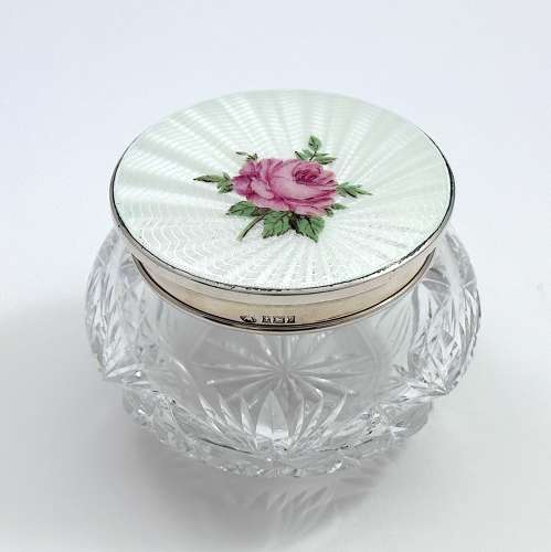 Antique Enamel and Silver Dressing Table Box & Cover