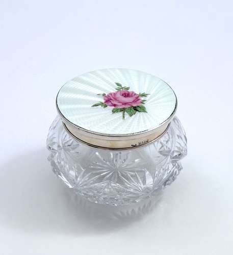 Antique Enamel and Silver Dressing Table Box & Cover
