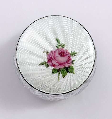 Antique Enamel and Silver Dressing Table Box & Cover