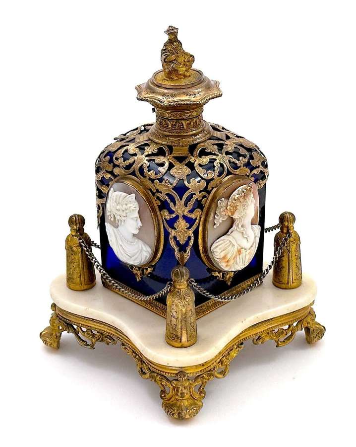 Super Antique French Palais Royal Cameo and Crystal Perfume Bottle