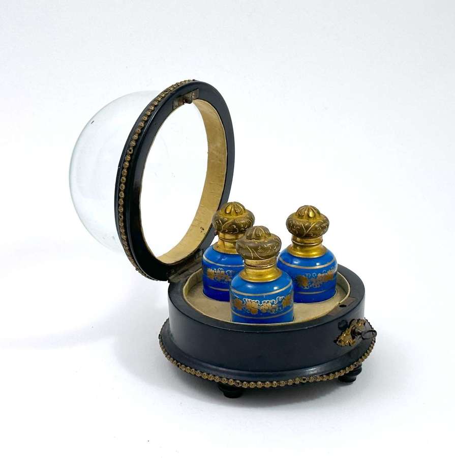 Antique Palais Royal Perfume Casket in with Glass Dome Lid.