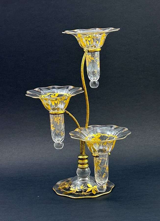 A Stunning Antique French Cut Crystal Glass Posy Vase Centrepiece.