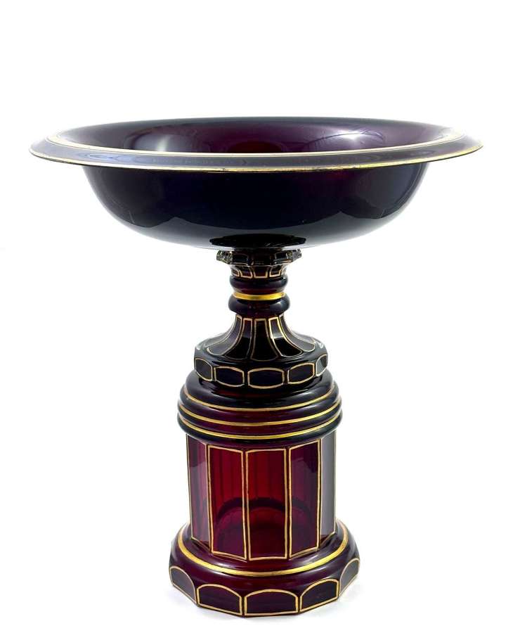 A Tall High Quality Antique Bohemian Ruby Red Glass Centrepiece