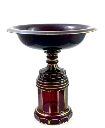 A Tall High Quality Antique Bohemian Ruby Red Glass Centrepiece