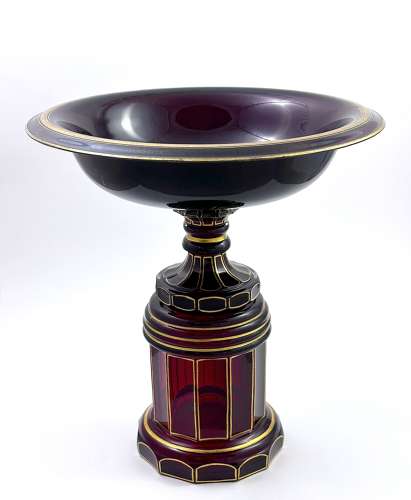 A Tall High Quality Antique Bohemian Ruby Red Glass Centrepiece