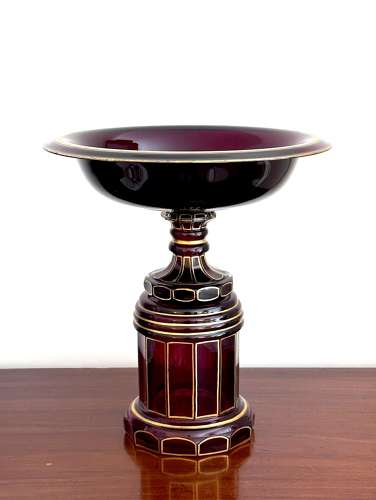 A Tall High Quality Antique Bohemian Ruby Red Glass Centrepiece