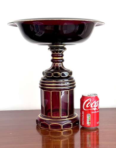 A Tall High Quality Antique Bohemian Ruby Red Glass Centrepiece