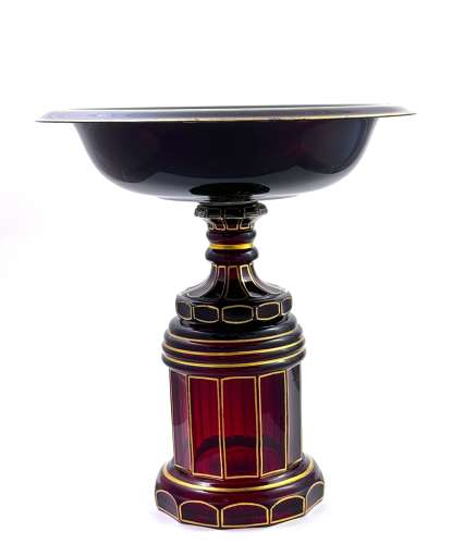 A Tall High Quality Antique Bohemian Ruby Red Glass Centrepiece