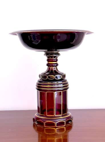 A Tall High Quality Antique Bohemian Ruby Red Glass Centrepiece